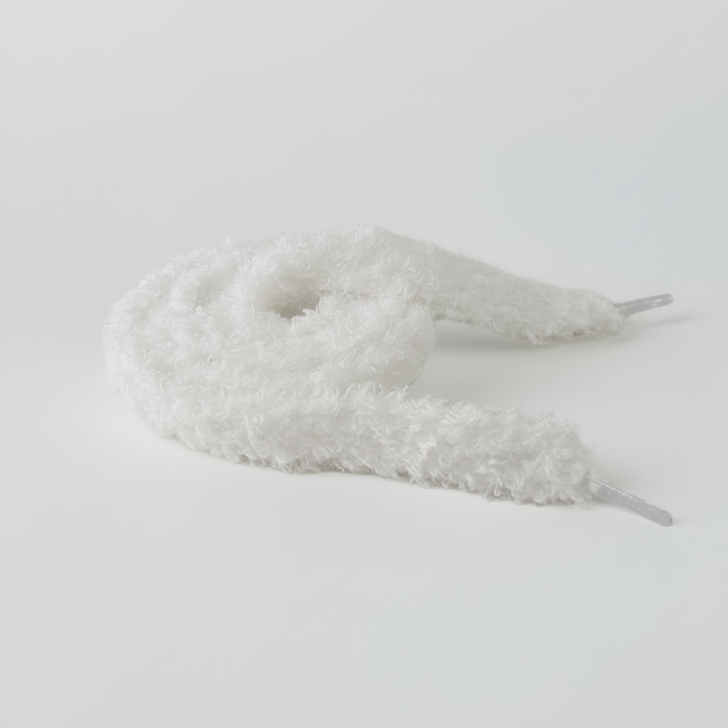 Professional white fluffy shoelaces matching style